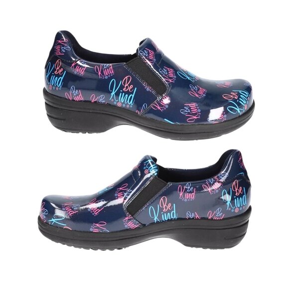 Easy Works By Easy Street Slip-Resistant "Be Kind" Clogs Shoes Navy & Pink 6W - Picture 13 of 14